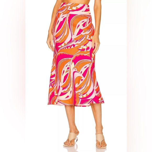 Cult Gaia Laith Paisley Midi Skirt in Persian Paisley Rose - Picture 1 of 14